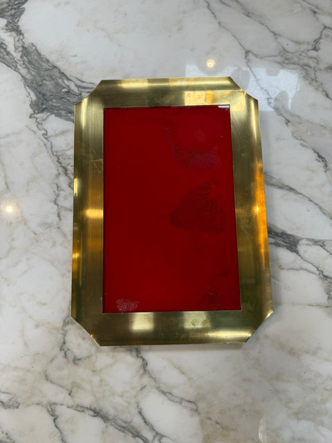 Vintage Bras Tray with Red Glass Insert