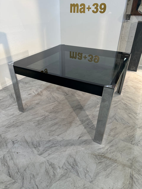 Vintage Italian Chrome and Glass Dining Table by Guido Faleschini X Hermes