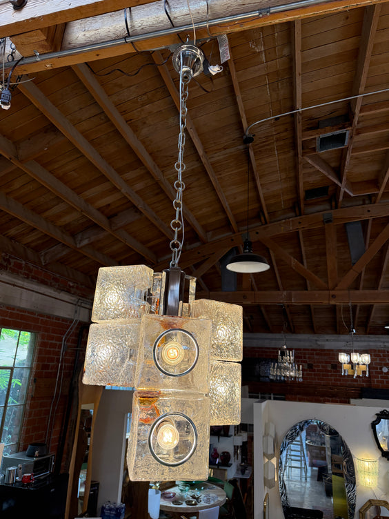 Toni Zuccheri for VeArt Murano 6 Light Pendant, Italy, 1970s