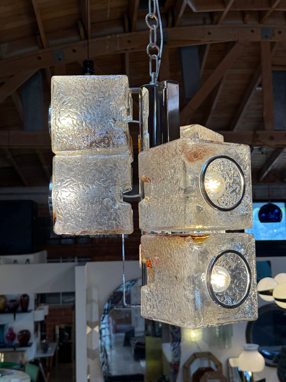 Toni Zuccheri for VeArt Murano 6 Light Pendant, Italy, 1970s