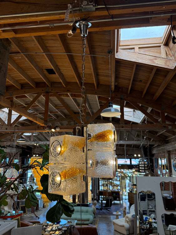 Toni Zuccheri for VeArt Murano 6 Light Pendant, Italy, 1970s