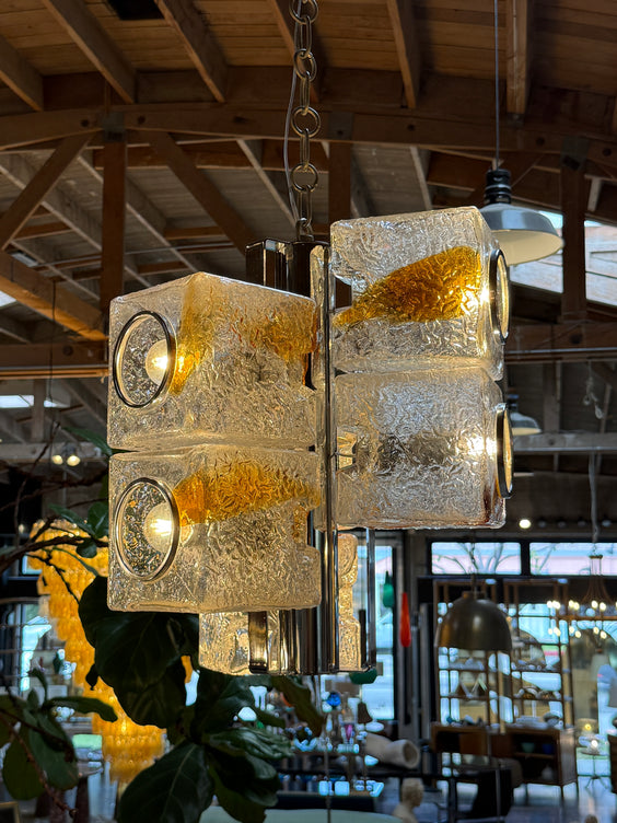 Toni Zuccheri for VeArt Murano 6 Light Pendant, Italy, 1970s