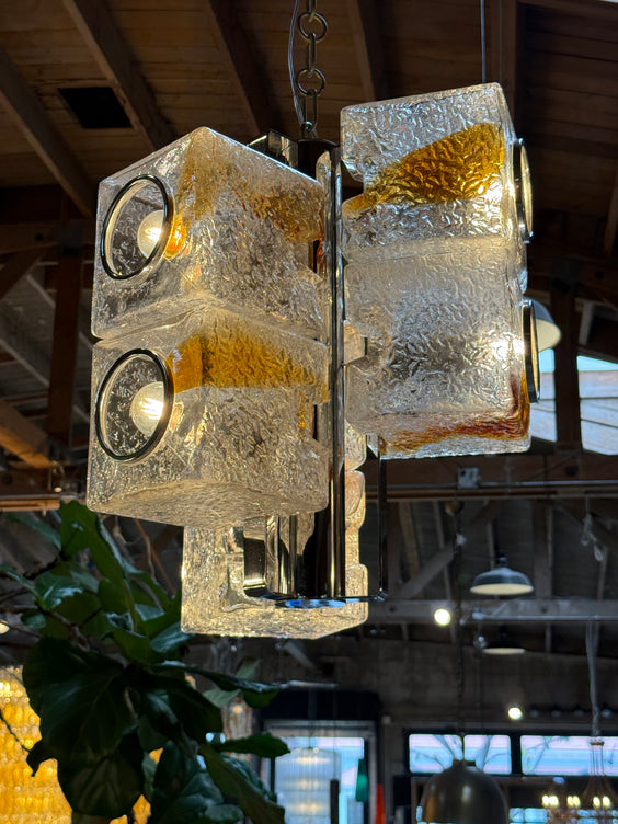 Toni Zuccheri for VeArt Murano 6 Light Pendant, Italy, 1970s
