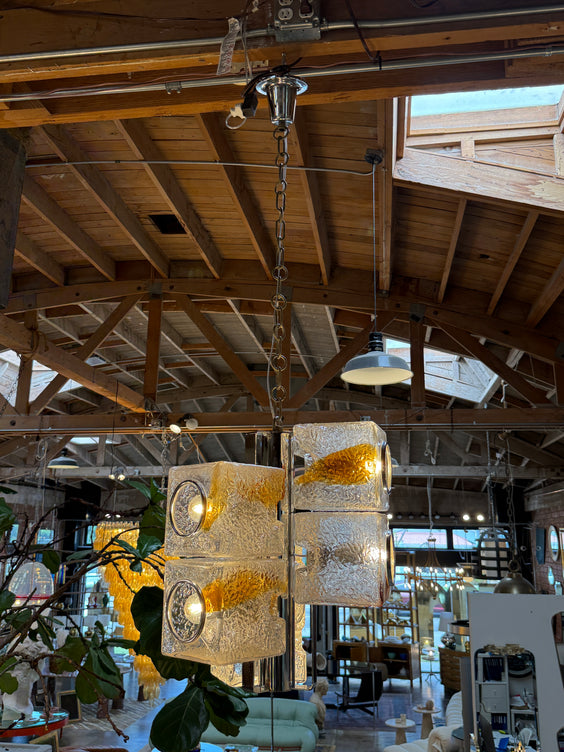 Toni Zuccheri for VeArt Murano 6 Light Pendant, Italy, 1970s