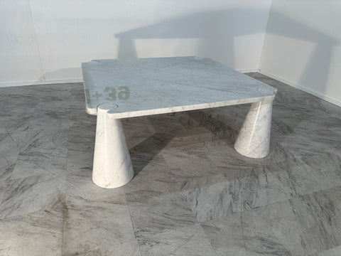 Mangiarotti 'Eros' Square Carrara Marble Coffee Table, Italy,  1970's