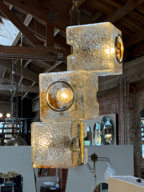 Toni Zuccheri for VeArt Murano 3 Light Pendant, Italy, 1970s