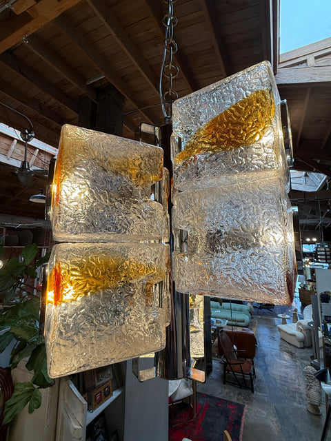 Toni Zuccheri for VeArt Murano 6 Light Pendant, Italy, 1970s