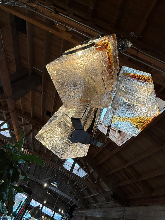 Toni Zuccheri for VeArt Murano 3 Light Pendant, Italy, 1970s