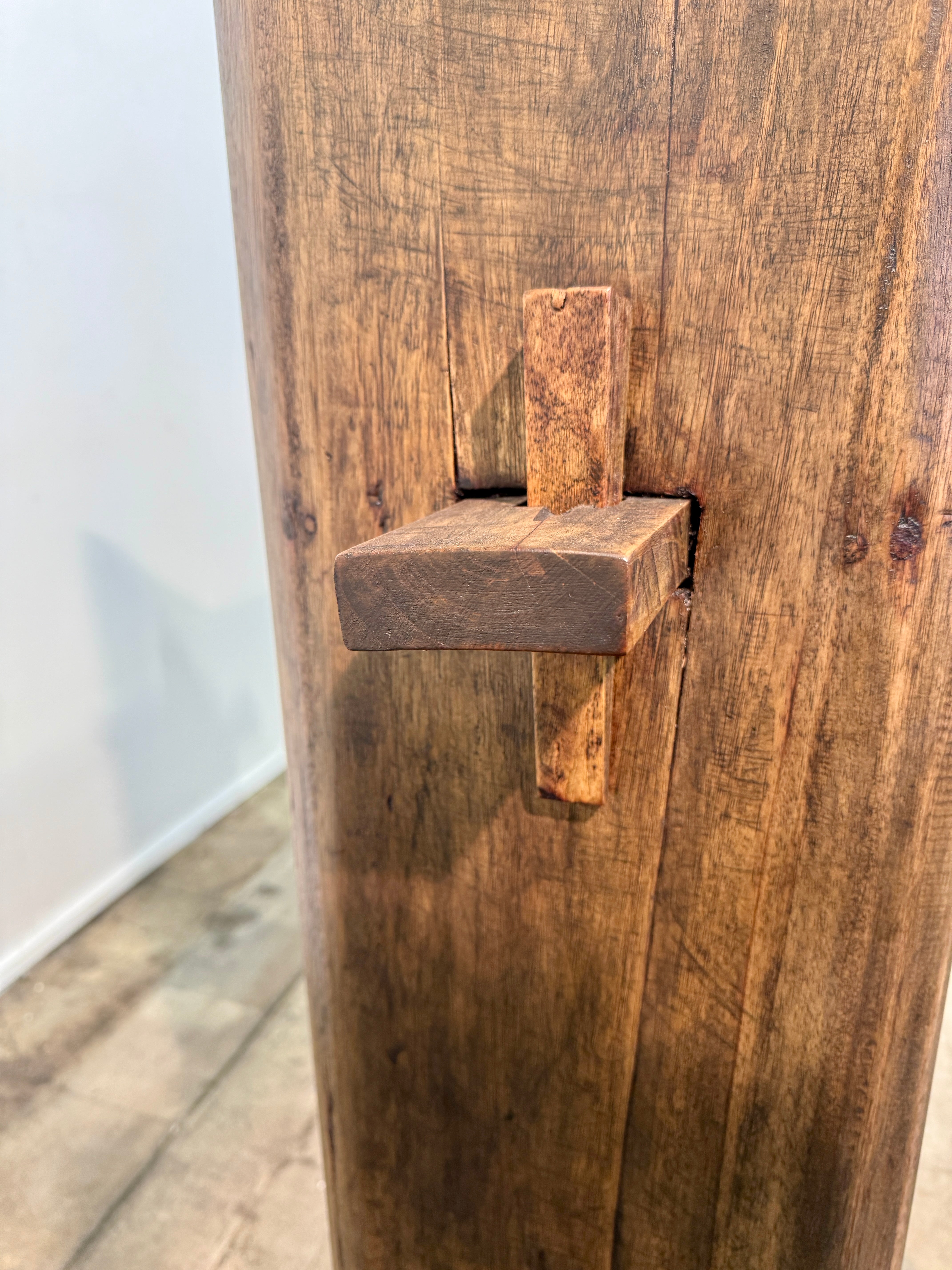 Brutalist Handcrafted Solid Wood Open Shelf Bookcase