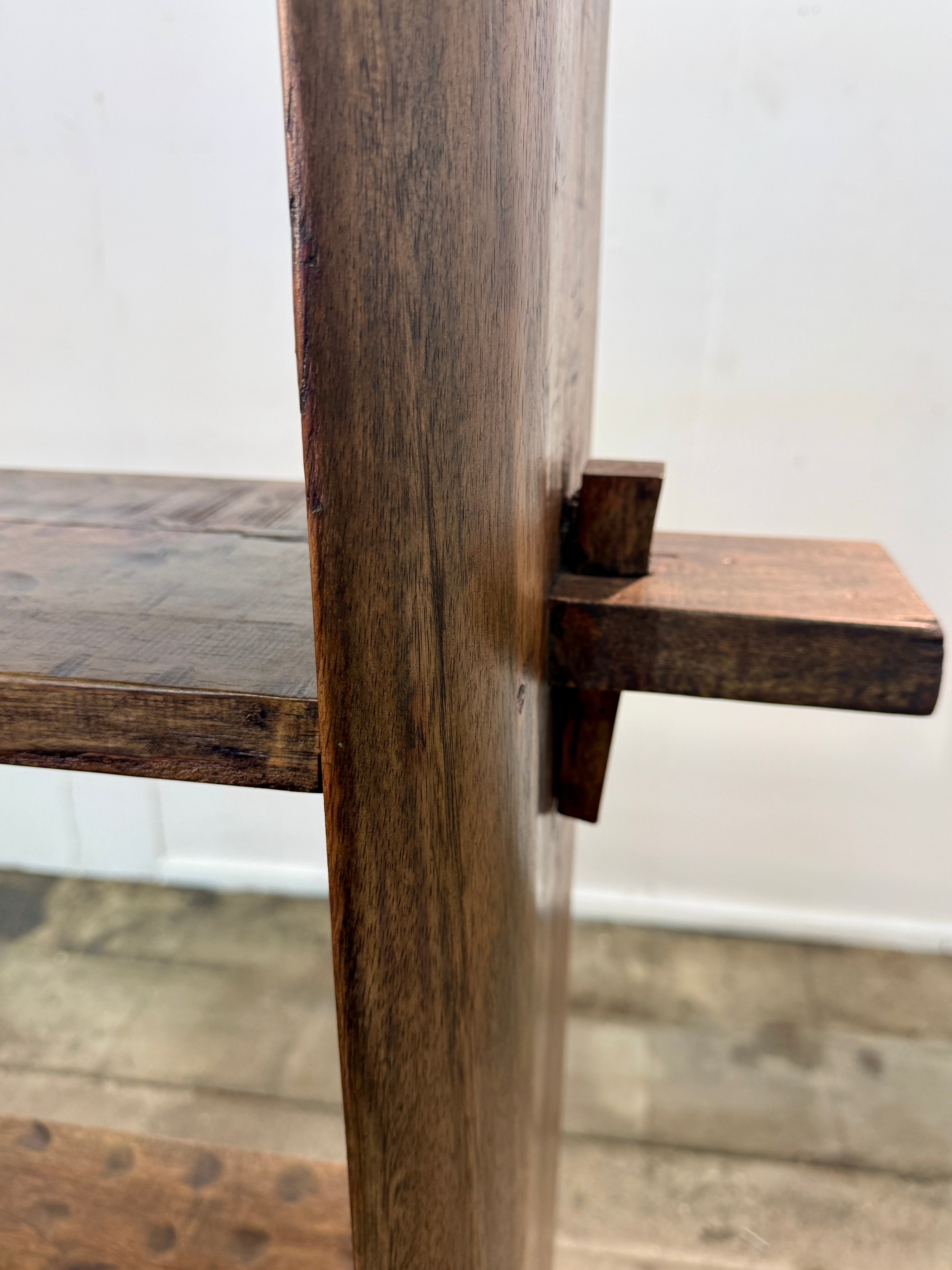 Brutalist Handcrafted Solid Wood Open Shelf Bookcase