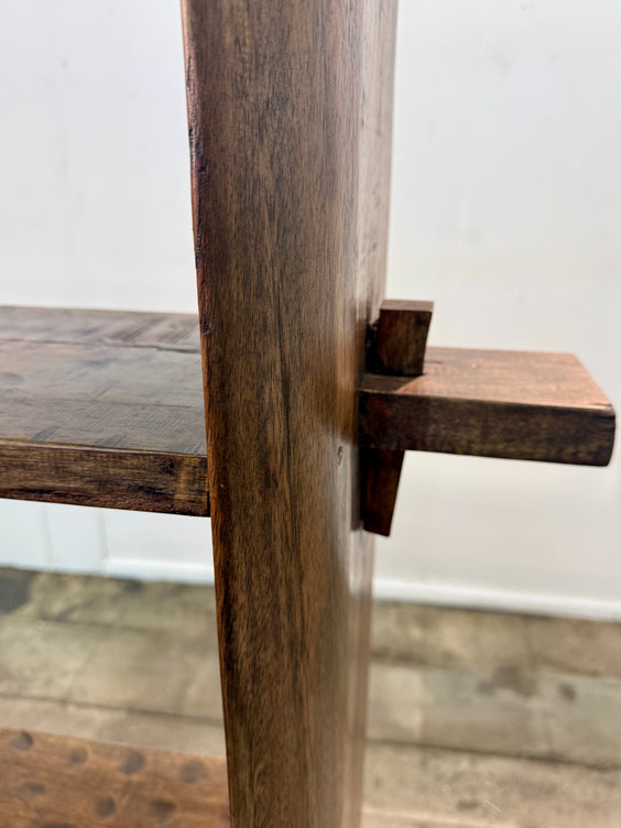 Brutalist Handcrafted Solid Wood Open Shelf Bookcase