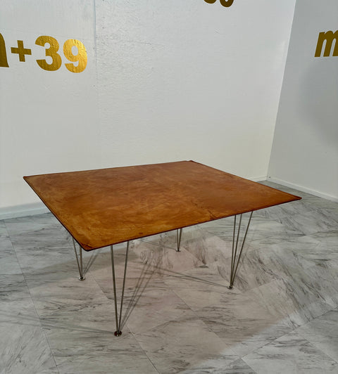 Mid Century Italian Leather and Chrome Coffee Table 1960s