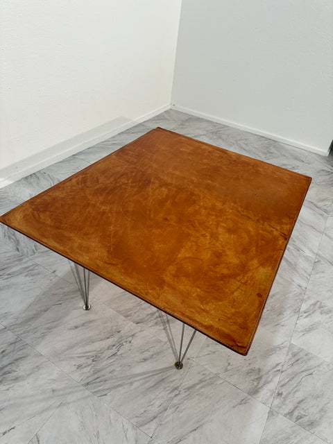 Mid Century Italian Leather and Chrome Coffee Table 1960s