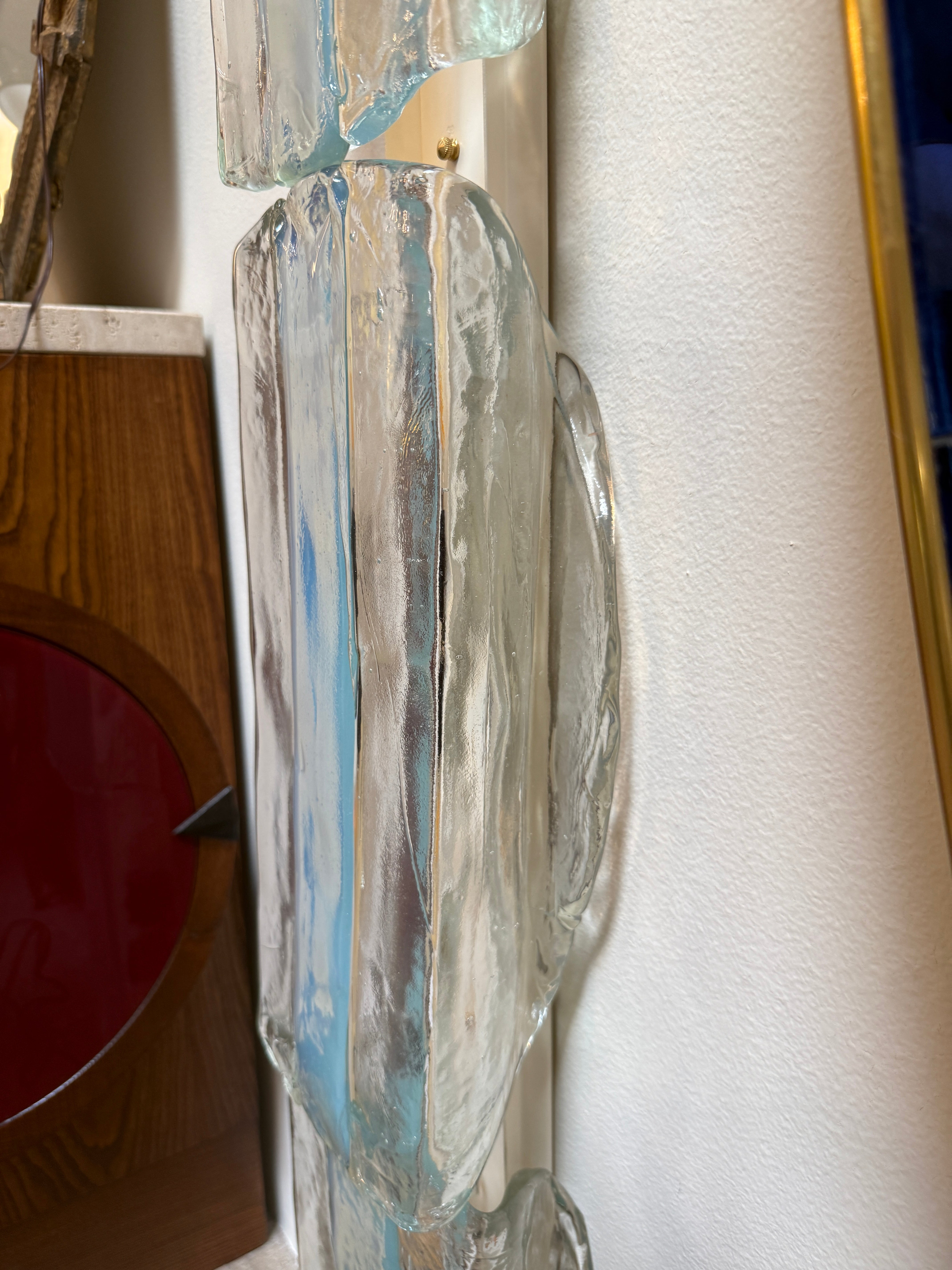 3 Tier 1970s Murano Glass Wall Sconces by Carlo Nason for AV Mazzega – Set of 2