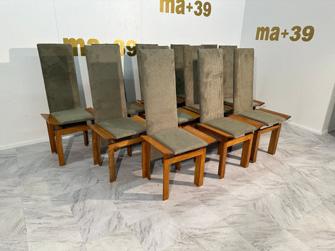 Set of 12 Wood Mid Century Italian Dining Chairs 1960s