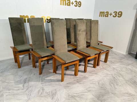 Set of 12 Wood Mid Century Italian Dining Chairs 1960s