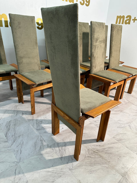 Set of 12 Wood Mid Century Italian Dining Chairs 1960s