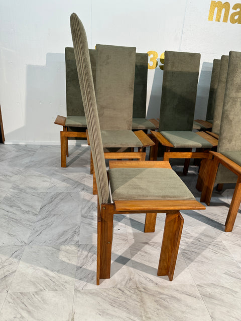 Set of 12 Wood Mid Century Italian Dining Chairs 1960s