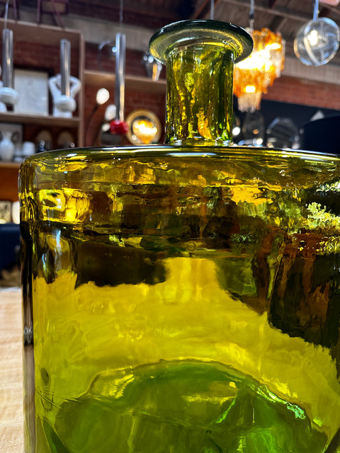 Vintage Italian Oversize Murano Green Vase 1980s