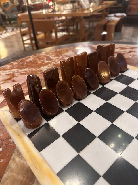 Extraordinary Mid Century Italian Green Marble Chess Table 1950