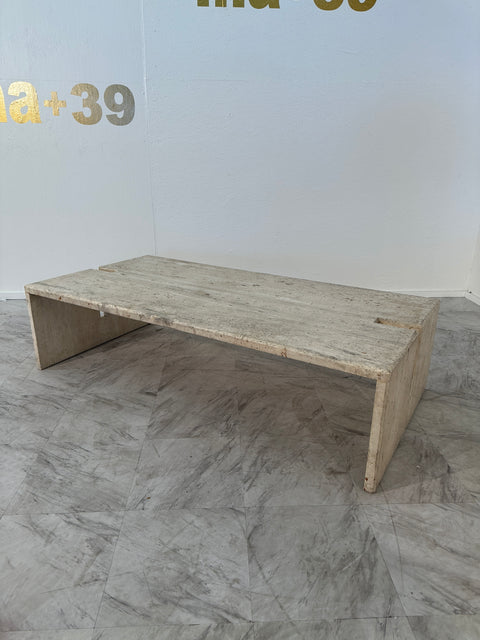 Mid Century Italian Travertine Coffee Table by Studio A 1970s