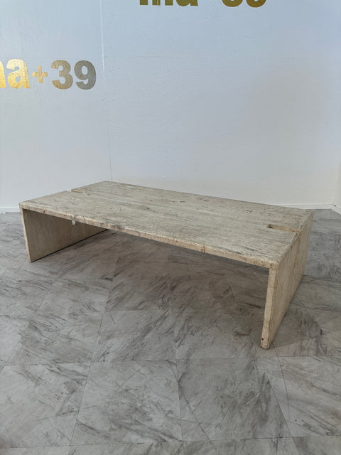 Mid Century Italian Travertine Coffee Table by Studio A 1970s