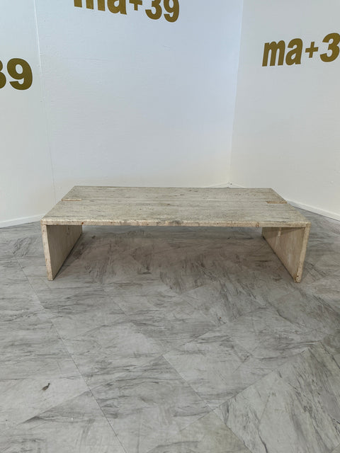 Mid Century Italian Travertine Coffee Table by Studio A 1970s