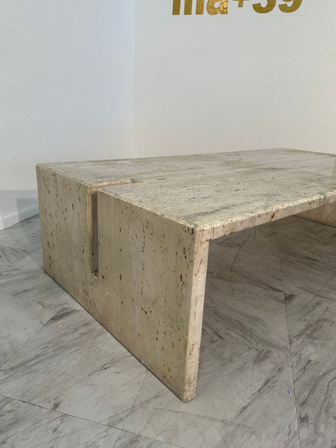 Mid Century Italian Travertine Coffee Table by Studio A 1970s