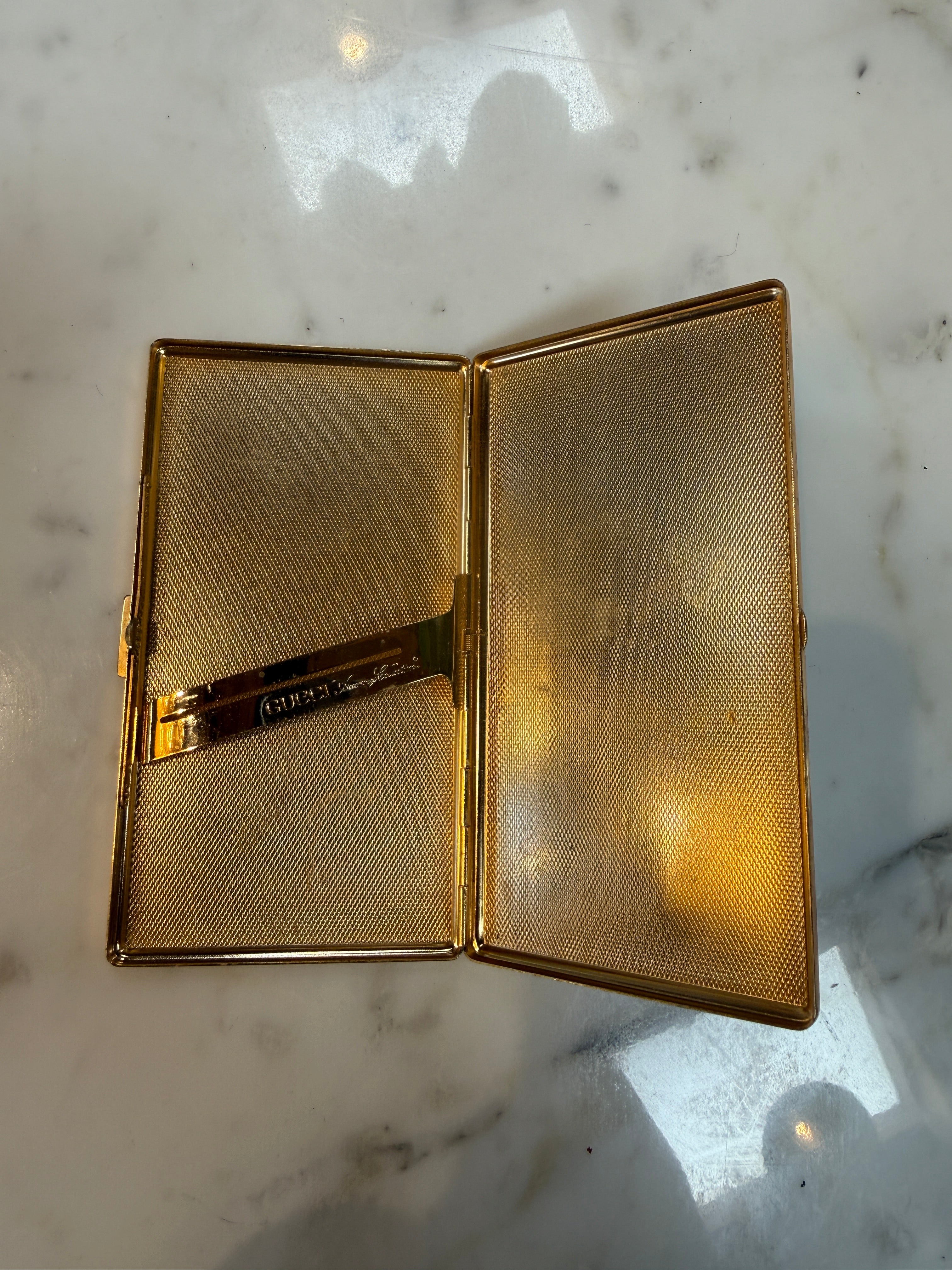 Brown Gucci Lacquer Cigarette Case with Web GG Stripe, Italy, 1970s