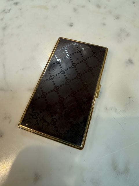 Brown Gucci Lacquer Cigarette Case with Web GG Stripe, Italy, 1970s