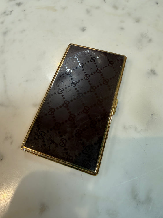 Brown Gucci Lacquer Cigarette Case with Web GG Stripe, Italy, 1970s