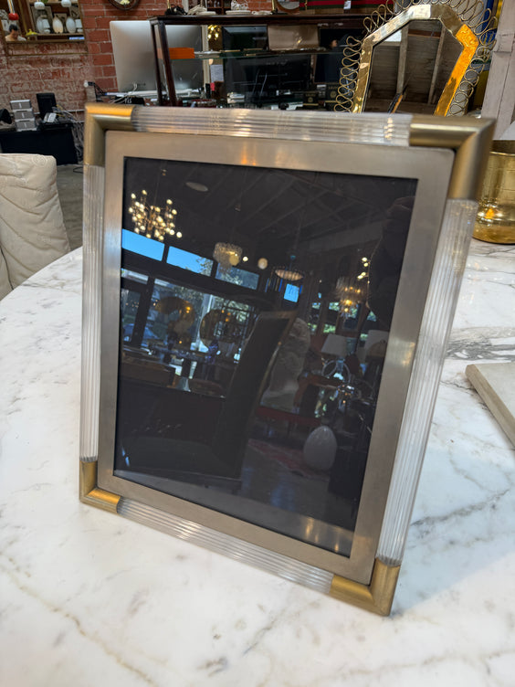 Italian Mid-Century Brass and Lucite Picture Frame, 1970s