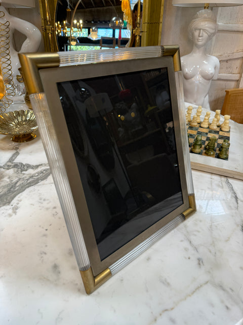 Italian Mid-Century Brass and Lucite Picture Frame, 1970s