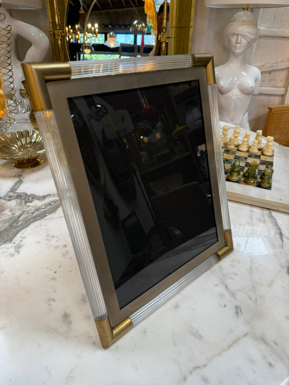 Italian Mid-Century Brass and Lucite Picture Frame, 1970s