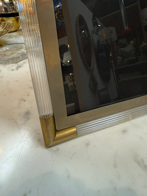 Italian Mid-Century Brass and Lucite Picture Frame, 1970s