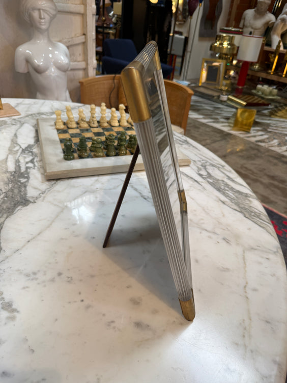 Italian Mid-Century Brass and Lucite Picture Frame, 1970s
