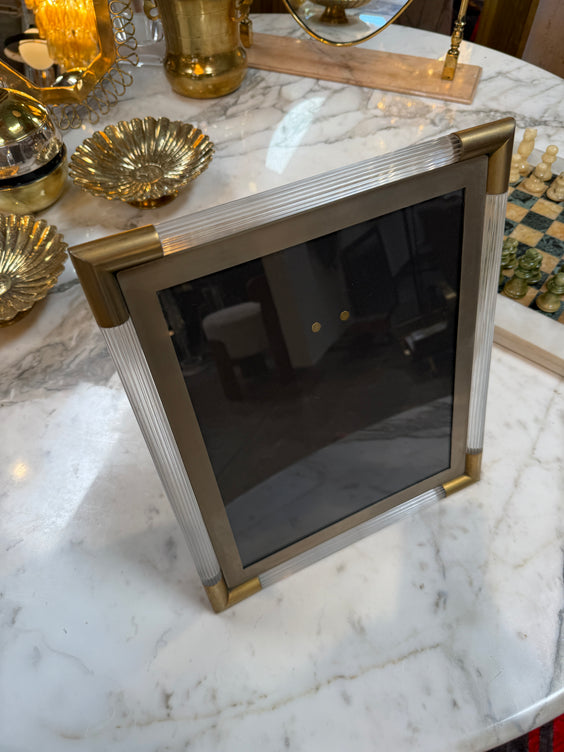 Italian Mid-Century Brass and Lucite Picture Frame, 1970s