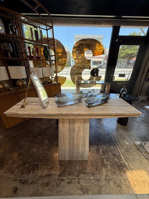 Italian Travertine Console Table, 1970s
