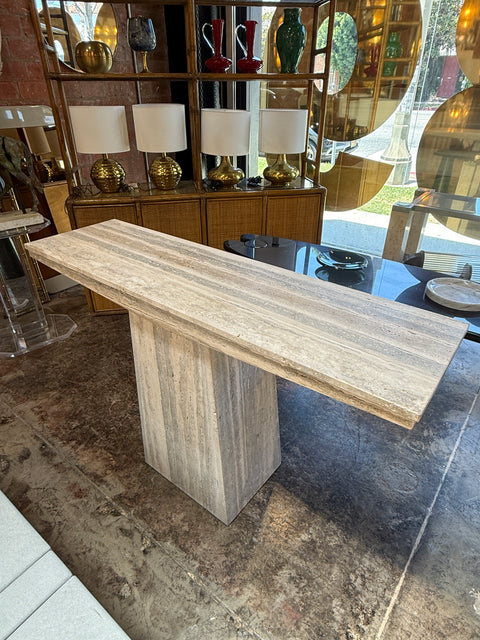Italian Travertine Console Table, 1970s