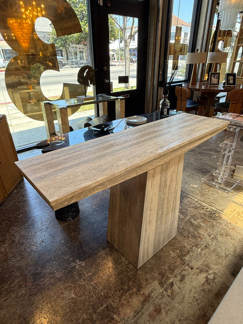 Italian Travertine Console Table, 1970s