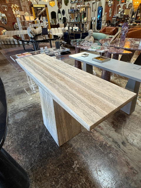Italian Travertine Console Table, 1970s