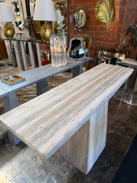 Italian Travertine Console Table, 1970s