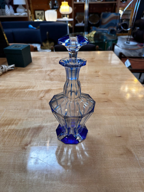 Vintage Italian Blue Crystal Decanter 1960s