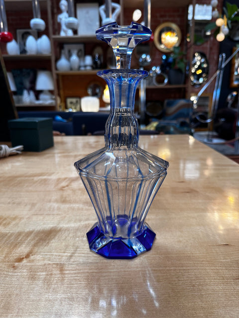 Vintage Italian Blue Crystal Decanter 1960s