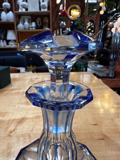 Vintage Italian Blue Crystal Decanter 1960s