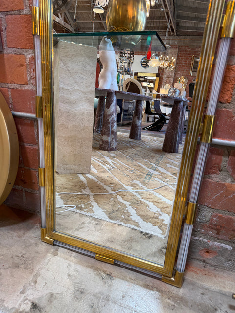 Italian Mid-Century Brass and Lucite Wall Mirror, 1970s