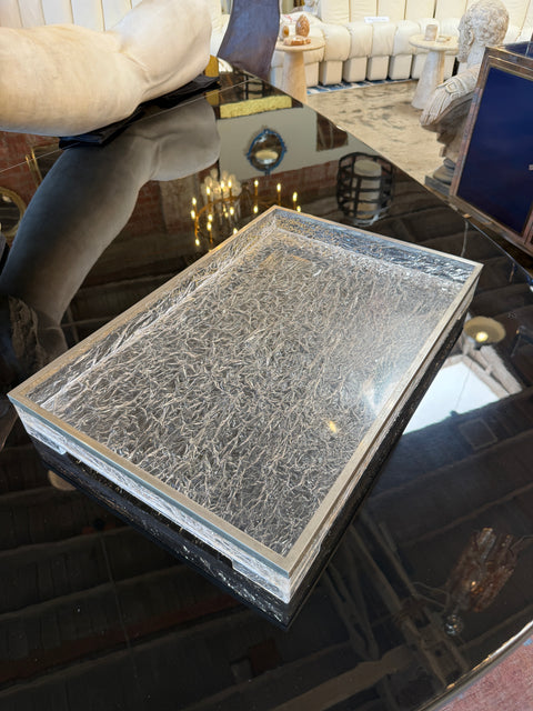 Italian Acrylic and Chrome Serving Tray, 1970s