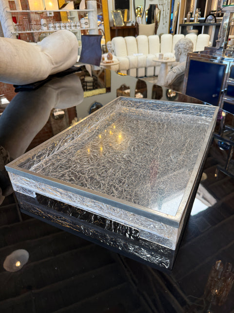 Italian Acrylic and Chrome Serving Tray, 1970s