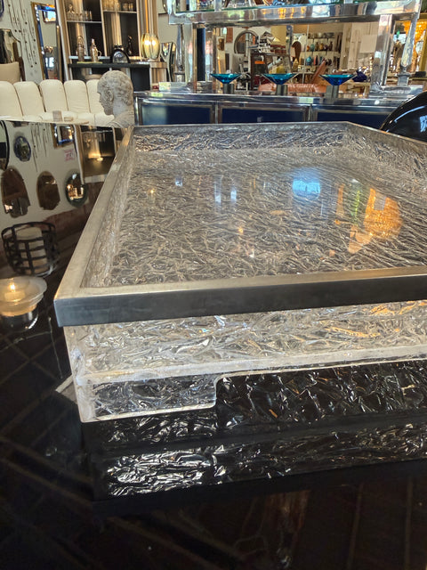 Italian Acrylic and Chrome Serving Tray, 1970s