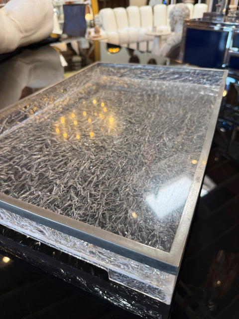 Italian Acrylic and Chrome Serving Tray, 1970s